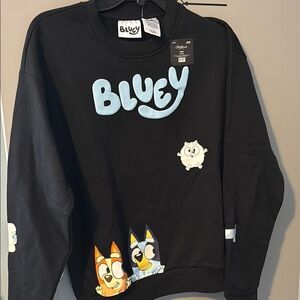 Bluey Black Sweatshirt with Cartoon Characters